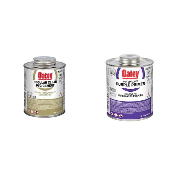 32 oz. Regular Clear PVC Cement and 32 oz. Purple CPVC and PVC Primer Combo