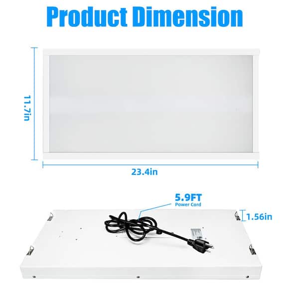WYZM 2 ft. 400-Watt Equivalent Integrated LED White High Bay Light with 16000Lumens 120-277V 5000K Daylight (4-Pack)