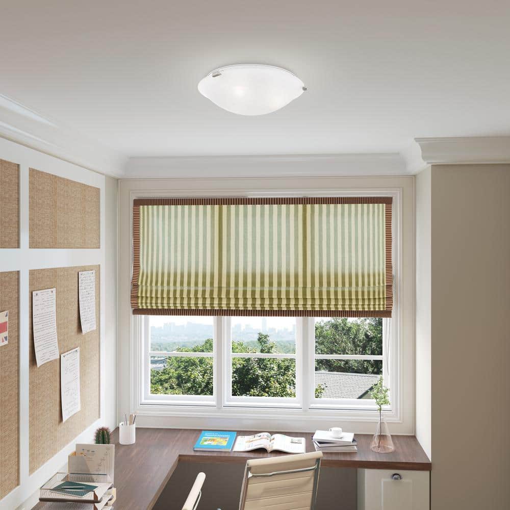 Transitional Brushed Nickel 3-Light Flush Mount with White Alabaster Glass