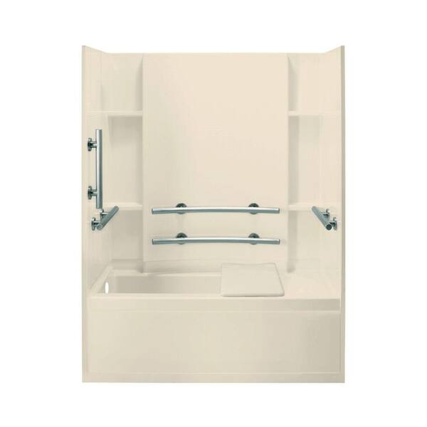 STERLING Accord 32 in. x 60 in. x 74 in. Four Piece Direct-to-Stud Bath/Shower Kit in Almond
