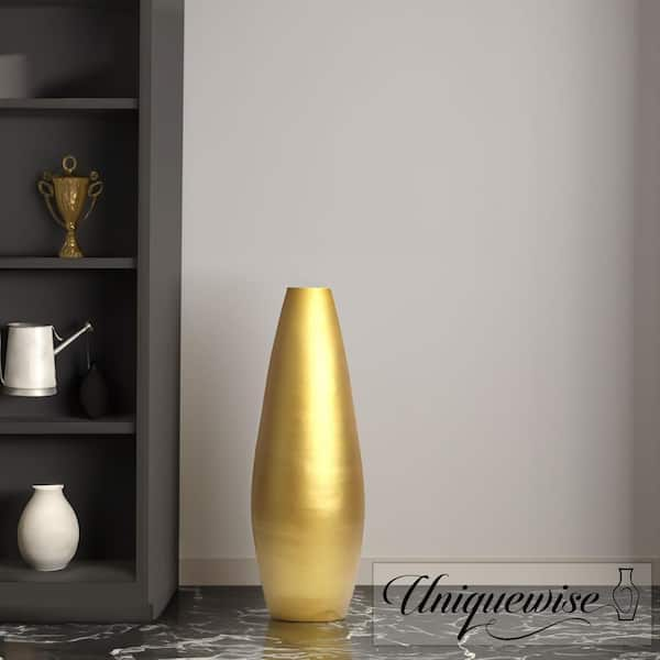 Uniquewise 31.5 in. Spun Bamboo Tall Floor Vase - Sleek Metallic 