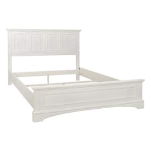 Farmhouse Basics Rustic White Wood Frame Queen Panel Bed : Headboard, Footboard and Side Panels, plus Bedframe