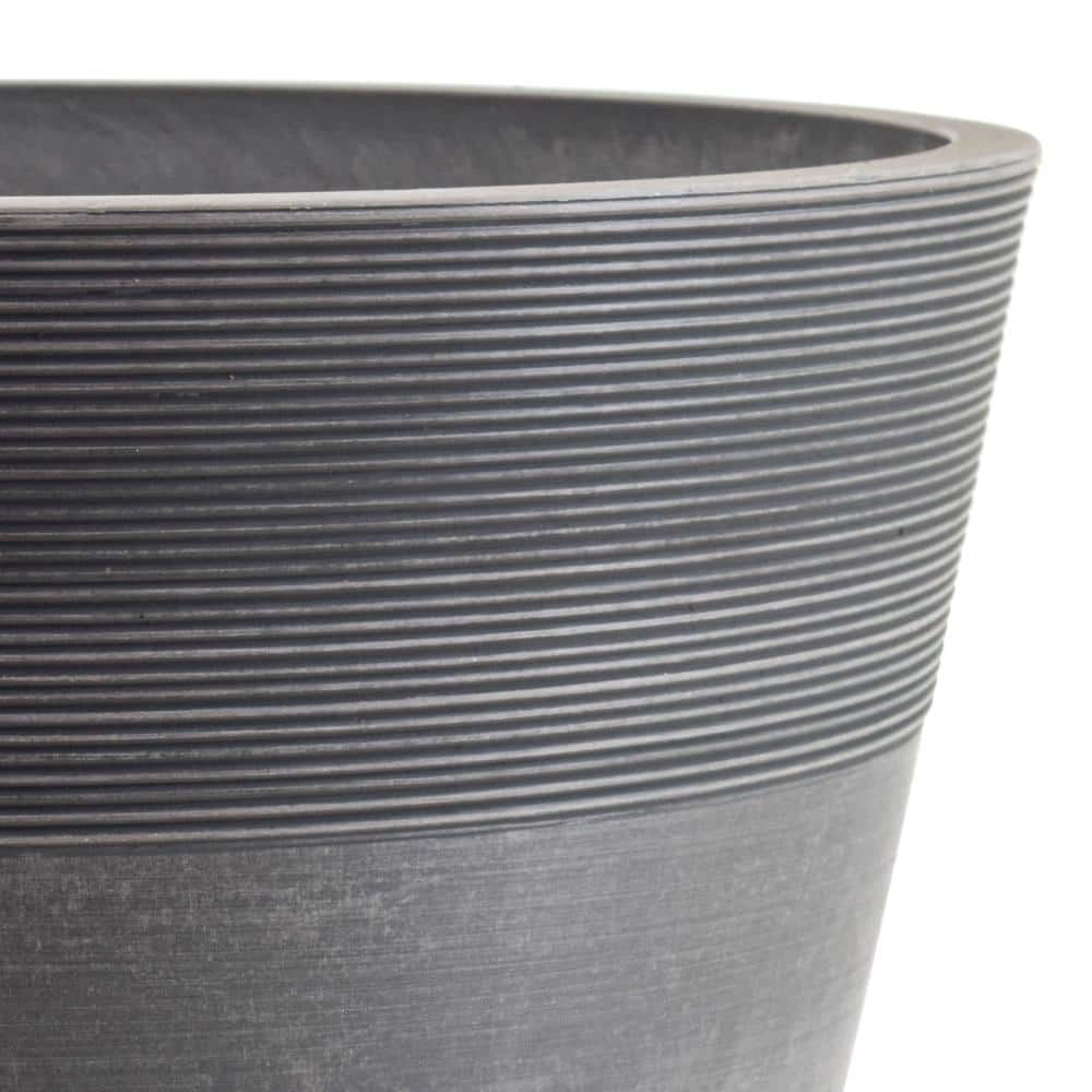 Large Gray Recycled Plastic Round Outdoor Planter