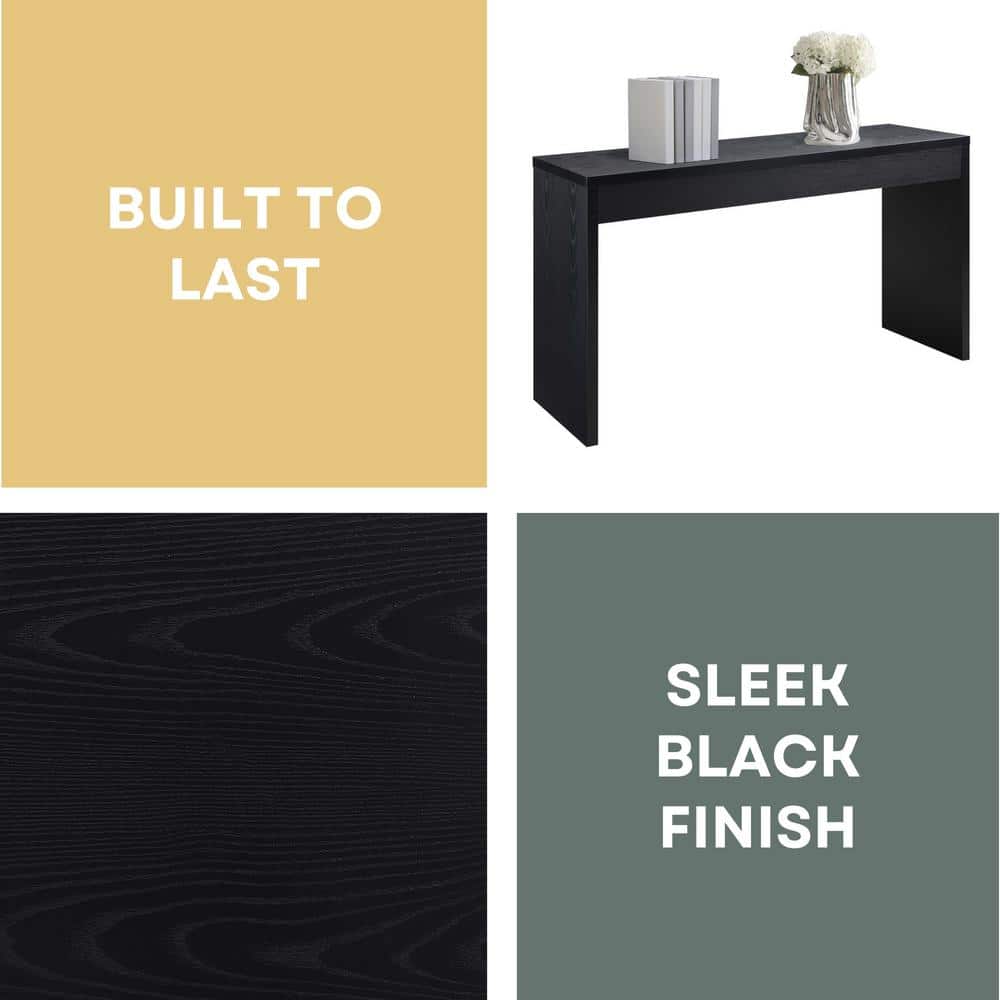 Sleek Black Wood Finish Narrow Console Table 48"x28"