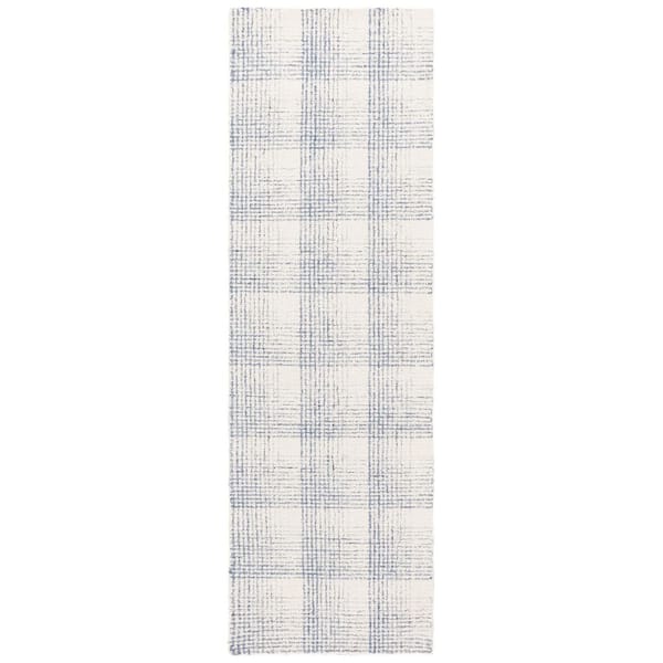 Ebony 2 ft. x 8 ft. Ivory/Blue Gradient Tile Runner Rug