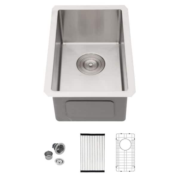 10 in. Undermount Bar Sink 16 Gauge Brushed Stainless Steel Prep Sink