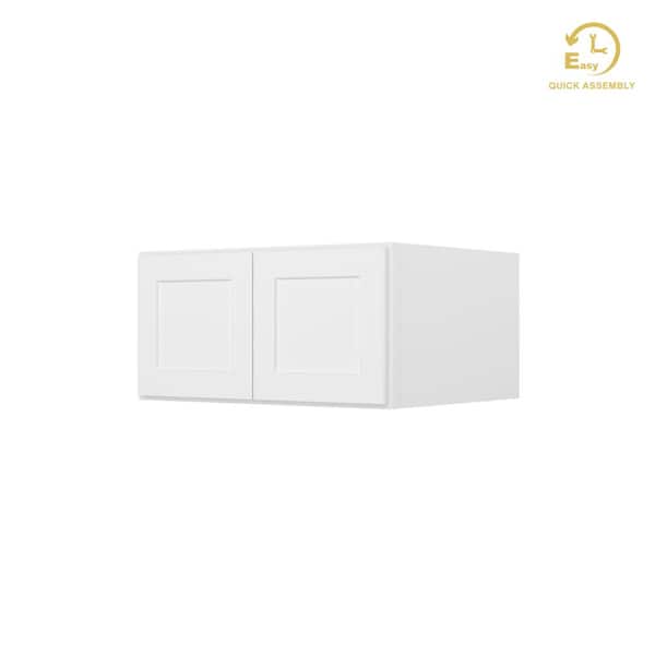 HOMLUX Easy-DIY 30 in. W x 24 in. D x 15 in. H Ready to Assemble Wall Refrigerator Kitchen Cabinet in Shaker White with 2-Doors