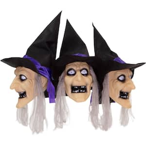 26 in. 3-Piece Witch Lawn Stakes with Flashing Eyes and Spooky Sounds, Outdoor Halloween Decoration, Battery Operated