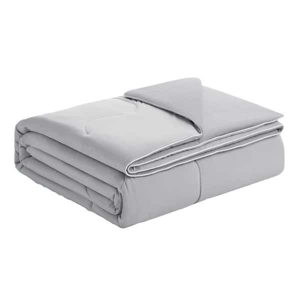 Cool Grey Double-Sided Cooling Comforter Queen Size, Lightweight Summer Quilt Nylon