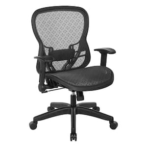 Deluxe R2 SpaceGrid Mesh Seat Adjustable Height Ergonomic Executive Chair in Black with Flip Arms