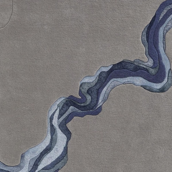 2 ft. x 8 ft. Blue, Gray Abstract Area Rug