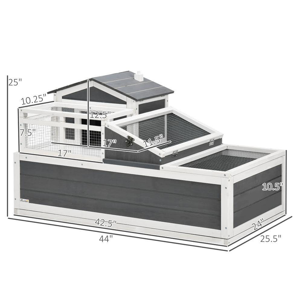 Storm Gray Wooden 3-Room Tortoise Habitat with Balcony