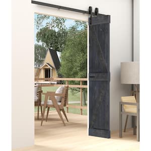 K Style 36 in. x 84 in. Carbon Gray Finished Solid Wood Bi-Fold Barn Door With Hardware Kit -Assembly Needed