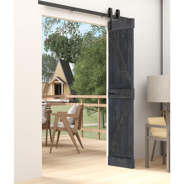 ISLIFE K Style 36in. x 84in.(18 in. x 84 in. x 2-Panels)Carbon Gray Solid Wood Bi-Fold Door With Hardware-Assembly Needed