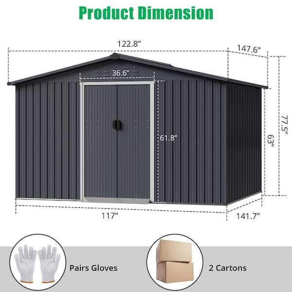 Garvee Professional Install 10 ft. W x 12 ft. D Metal Storage Shed