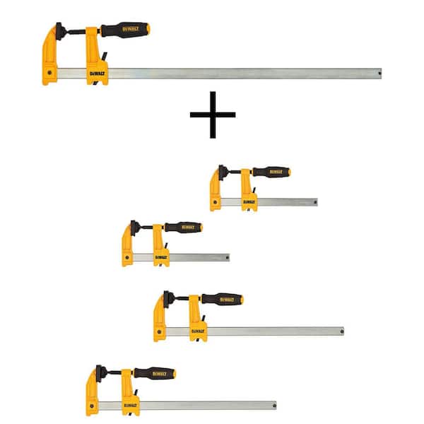DEWALT 24 in. 1,000 lb. Bar Clamp with 3.25 in. Throat Depth with (2) 12 in. and (2) 6 in. 600 lb. Bar Clamps