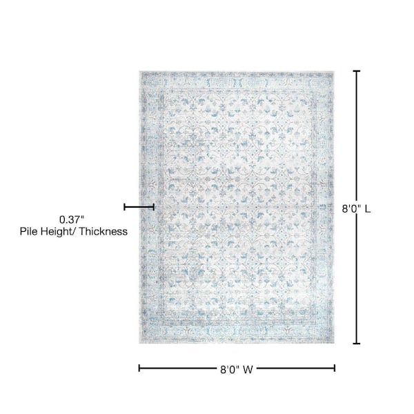 nuLOOM Rio 8 ft. x 8 ft. Vintage Aqua Indoor Round Rug RZBD19A