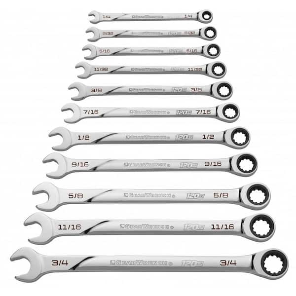 GEARWRENCH SAE 120XP Universal Spline XL Combination Ratcheting Wrench Tool Set (11-Piece)