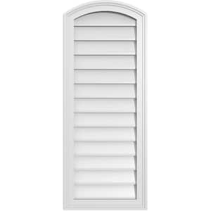 16 in. x 40 in. Arch Top Surface Mount PVC Gable Vent: Functional with Brickmould Frame