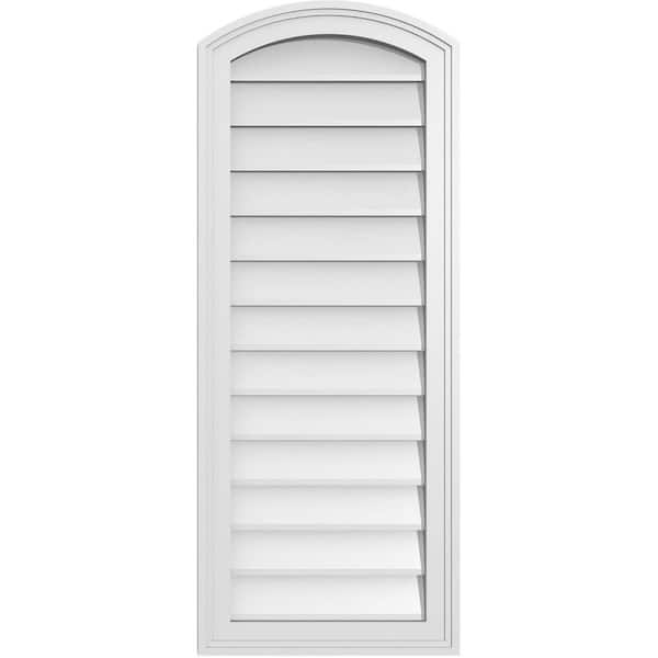Ekena Millwork 16 in. x 40 in. Arch Top Surface Mount PVC Gable Vent: Functional with Brickmould Frame