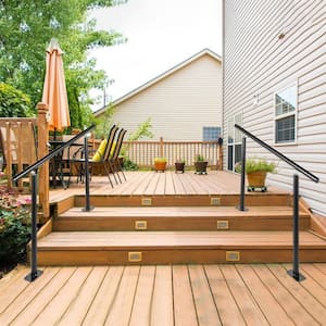 3 ft. Aluminum Handrail Fits 2 Steps or 3 Steps Flexible Handrails for Outdoor Deck, Black