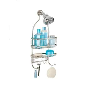 Metal Wire Shower Caddy Hanging with Extra Wide Space and Hook for razors 10 in. x 4 in . x 22 in. Satin Silver