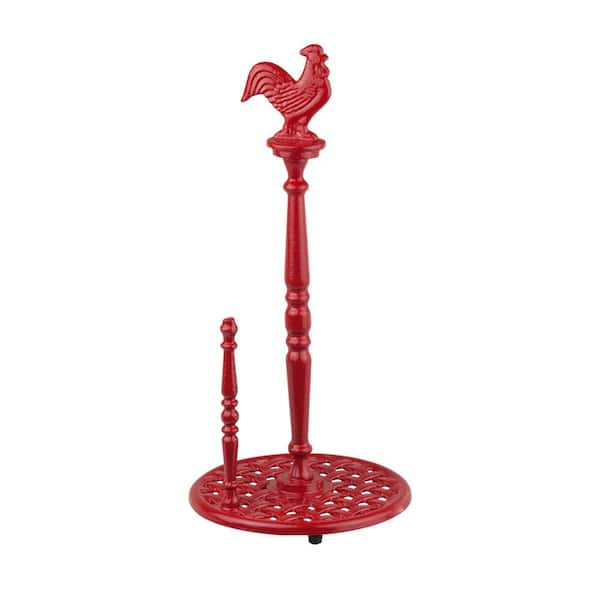 Home Basics Rooster Red Cast Iron Paper Towel Holder