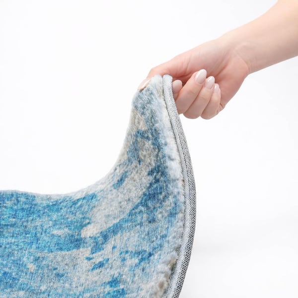 Dream Shag Premium Machine Washable Abstract ADS562 Blue 2 ft. x 7 ft. Runner Rug