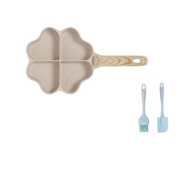 Medium 8 in. Brown Aluminum 4-Cup Omelette Pan, Nonstick for Gas Stove and Induction Cookware, PFOA PFOS Free