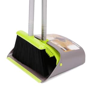 Green Plastic Upright Broom and Dustpan Set