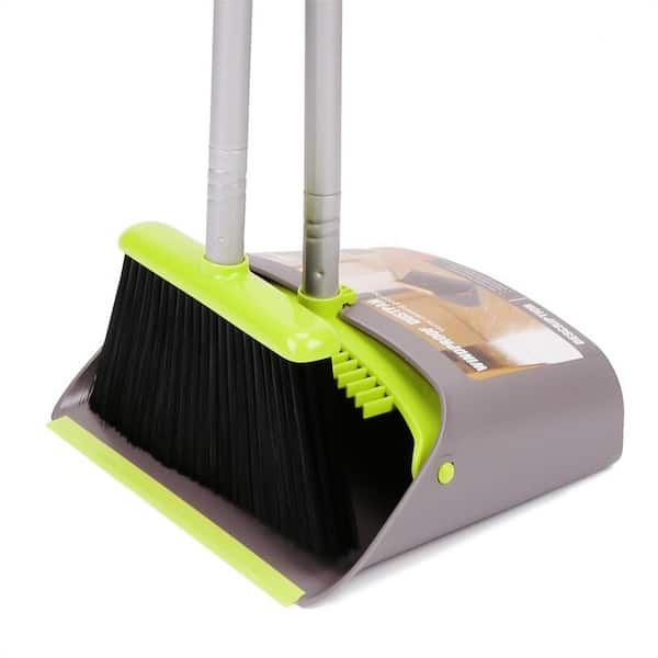 FAWEY TRED INC Green Plastic Upright Broom and Dustpan Set