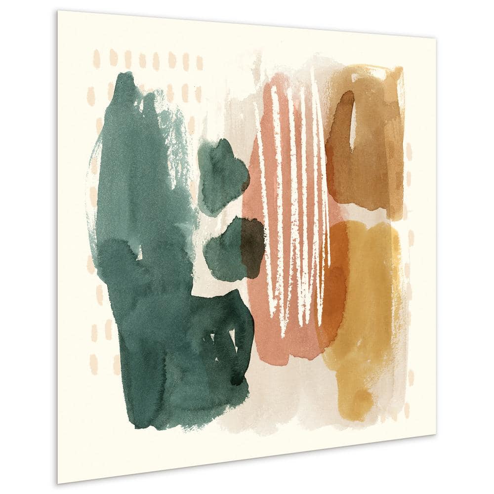 Ochre Echo III Abstract Colorful Frameless Tempered Glass Wall Art, 38" x 38"