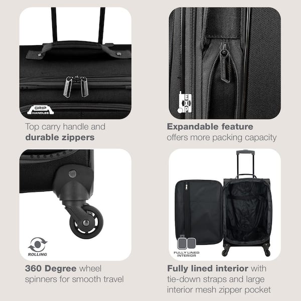 Traveler Forza Black Softside Rolling Suitcase Luggage Set (2