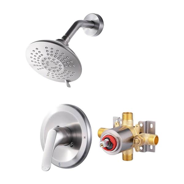 VEVETTA Single-Handle 5-Spray Shower Faucet 1.8 GPM with Adjustable Heads in. Brushed Nickel