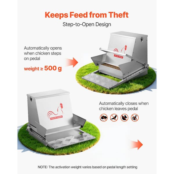 VEVOR Automatic Chicken Feeder, 40 lbs. Capacity, 21 x 17 in