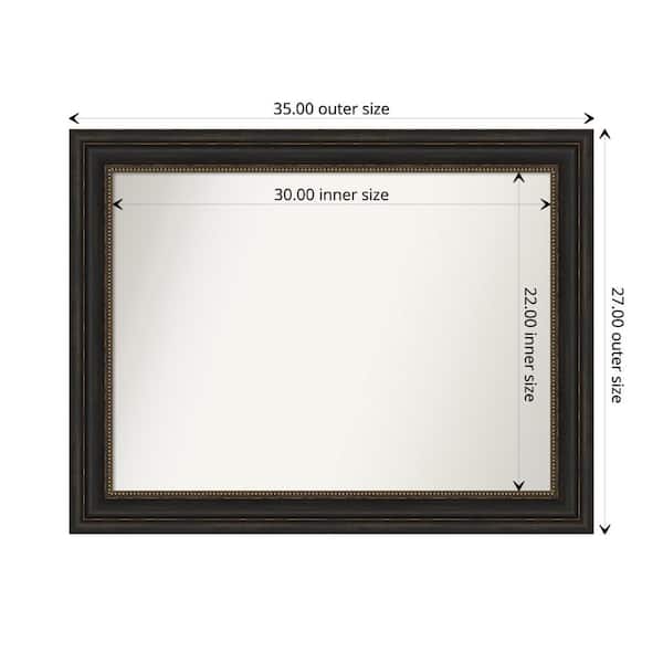 Amanti Art Accent Bronze 35 in. x 27 in. Custom Non-Beveled Polystyrene Antique Framed Bathroom Vanity Wall Mirror