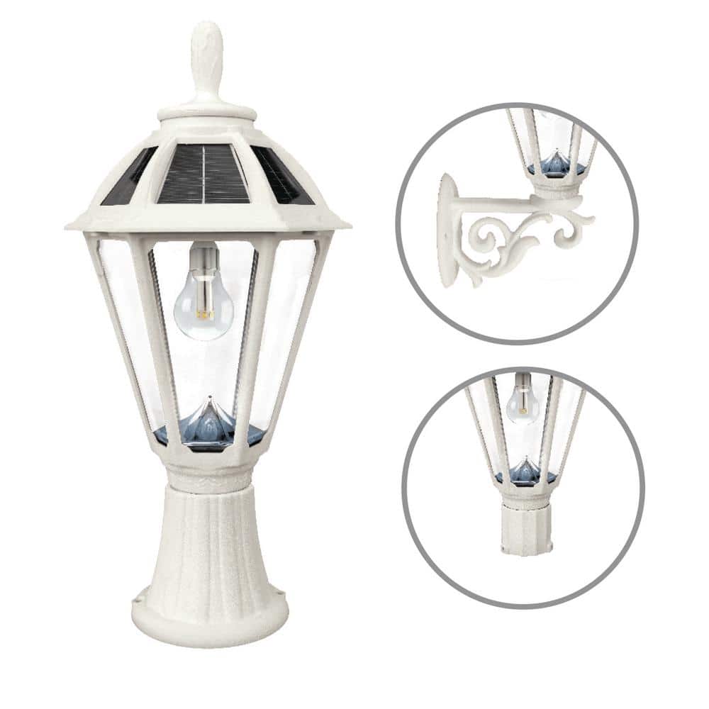 White Solar LED Outdoor Post Light with Multiple Mounting Options