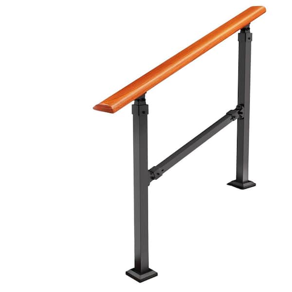 Imitation Wood Grain Indoor/Outdoor 3-Step Stair Handrail in Brown