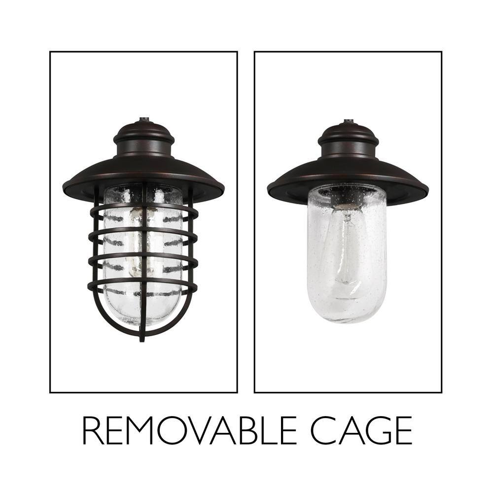 Stevenson 8.75'' Bronze Industrial Dimmable Seedy Glass Wall Light