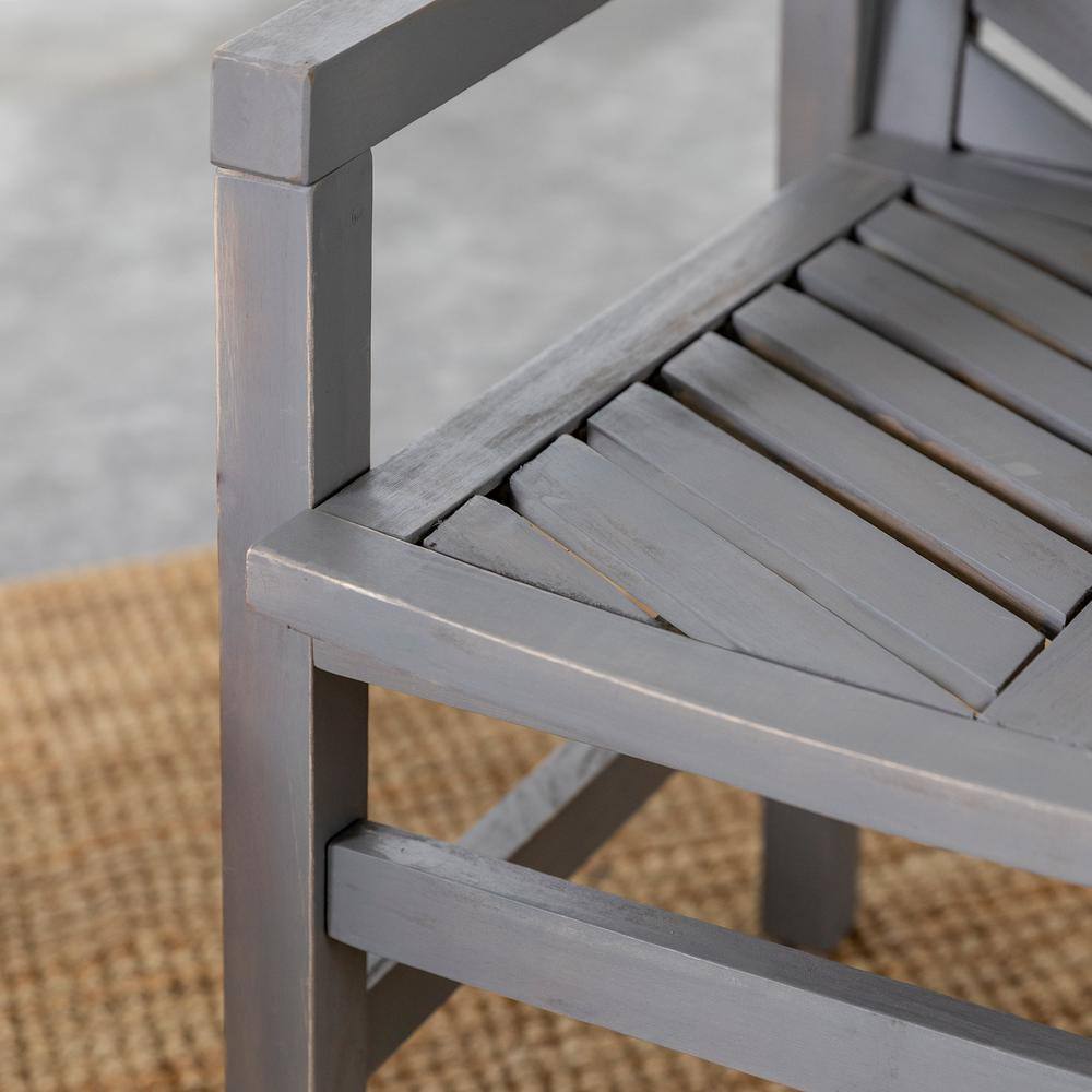 Traditional Acacia Wood Chevron Outdoor Chair Set in Gray