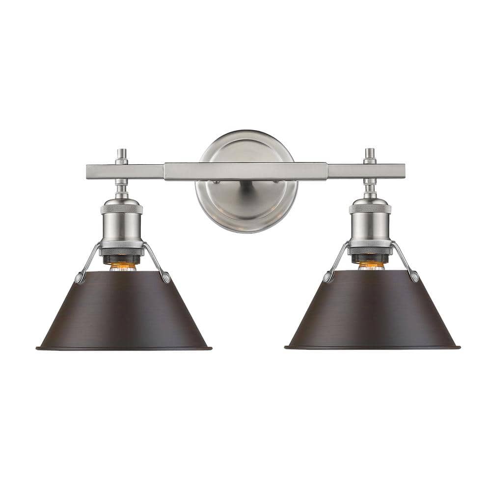 Orwell PW 2-Light Pewter Bath Light with Rubbed Bronze Shade price history on PriceWatchPro