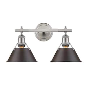 Orwell PW 2-Light Pewter Bath Light with Rubbed Bronze Shade