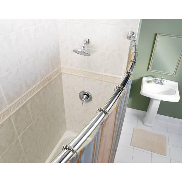 Adjustable Length Curved Shower Rod, Installing Curved Shower Curtain Rod On Tile