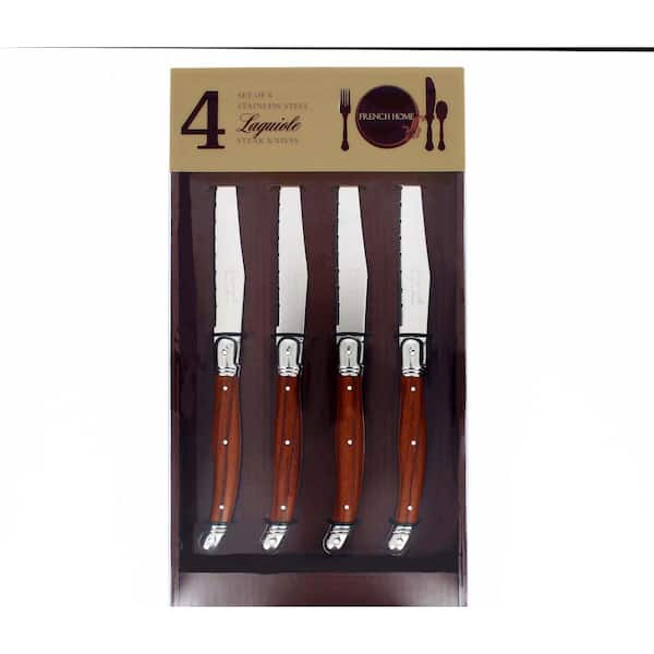  Laguiole 4-Piece Steak Knives (Navy Blue) - Stainless Steel  Knives – Smooth Cut Serrated Knife Blade – Dishwasher Safe Steak Knife Set  – Luxurious Kitchen Knife Set for Parties: Home & Kitchen