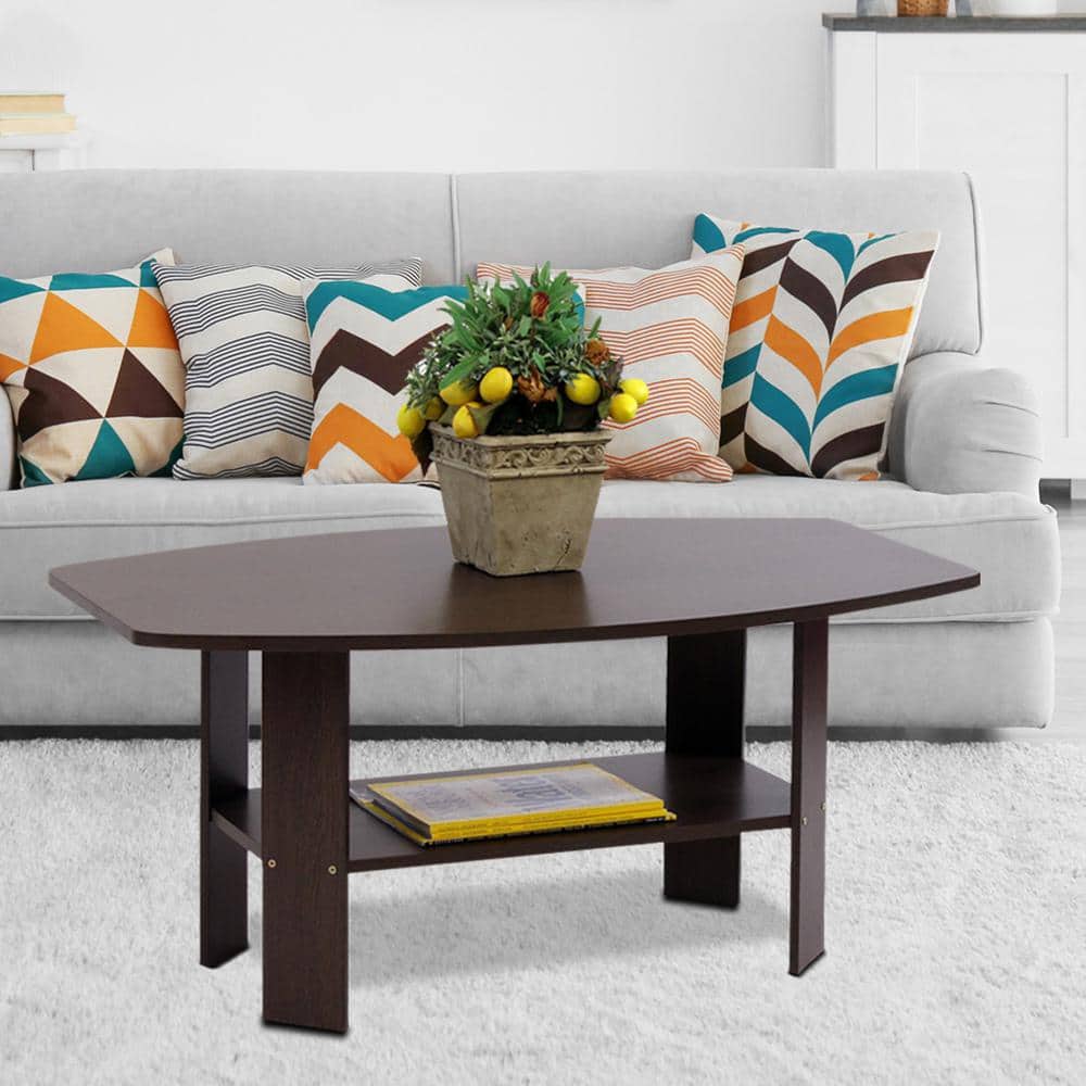 Modern Rectangular Coffee Table in Dark Brown Wood