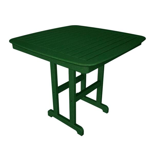 POLYWOOD Nautical 44 in. Green Plastic Outdoor Patio Counter Table