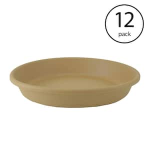 Classic 10.8 in. Brown Round Plastic Flower Pot Plant Saucer (12-Pack)