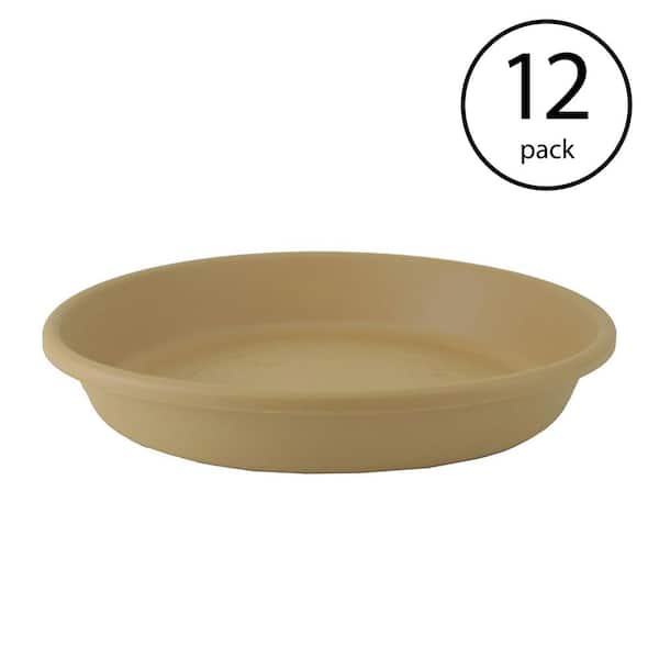 THE HC COMPANIES Classic 10.8 in. Brown Round Plastic Flower Pot Plant Saucer (12-Pack)