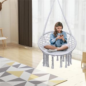 2.7 ft. Portable Hanging Hammock Chair Hammock without Stand in Gray
