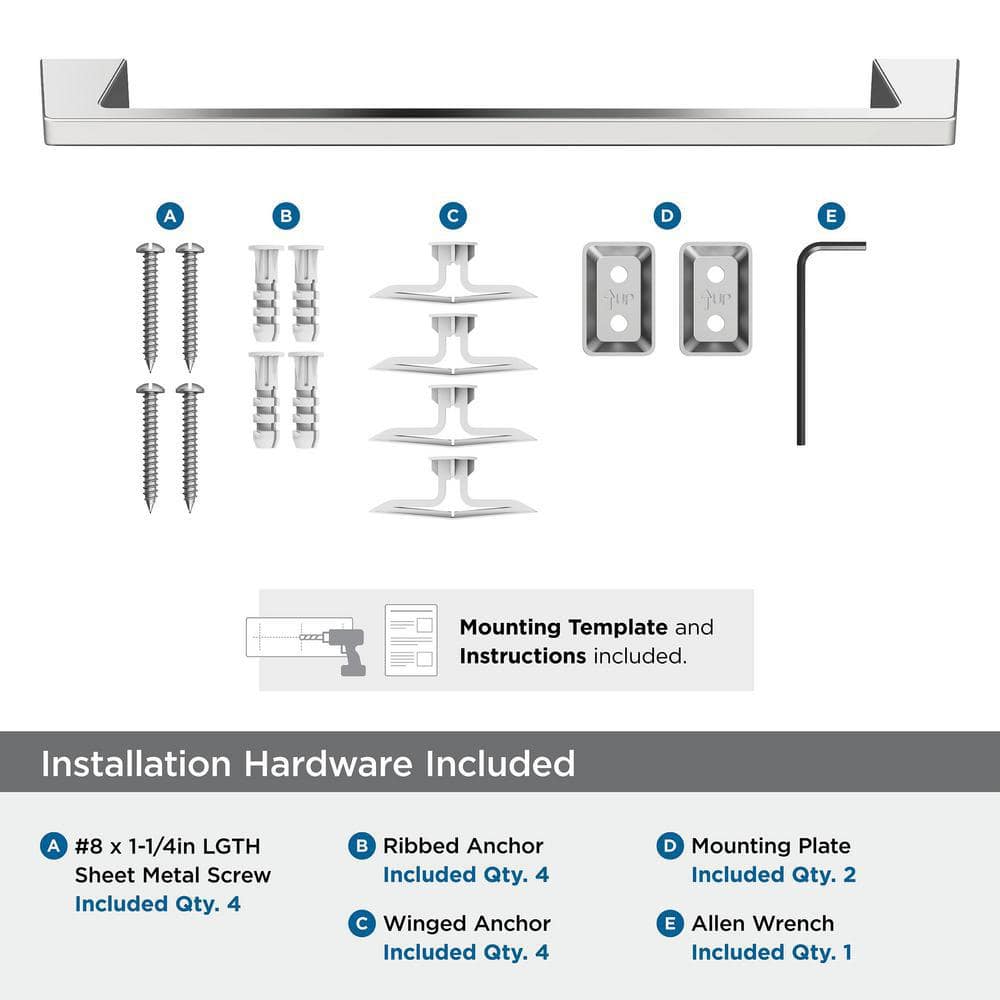 Blackrock 18-Inch Chrome Wall Mounted Towel Bar
